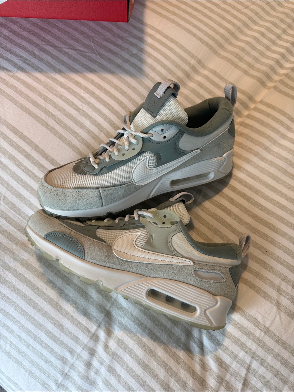 Nike Air Max 90 Sneakers in Light Grey and Seafoam